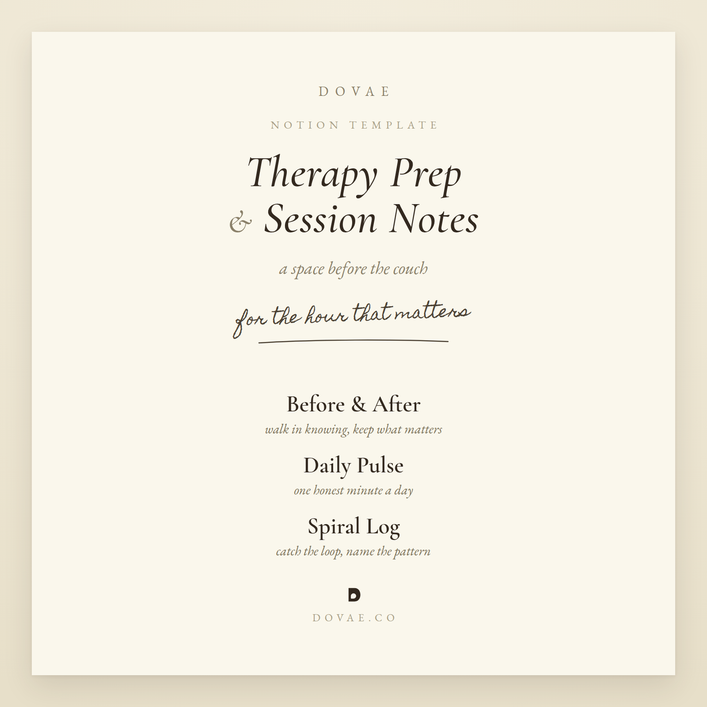 Therapy Prep & Session Notes — Notion Template