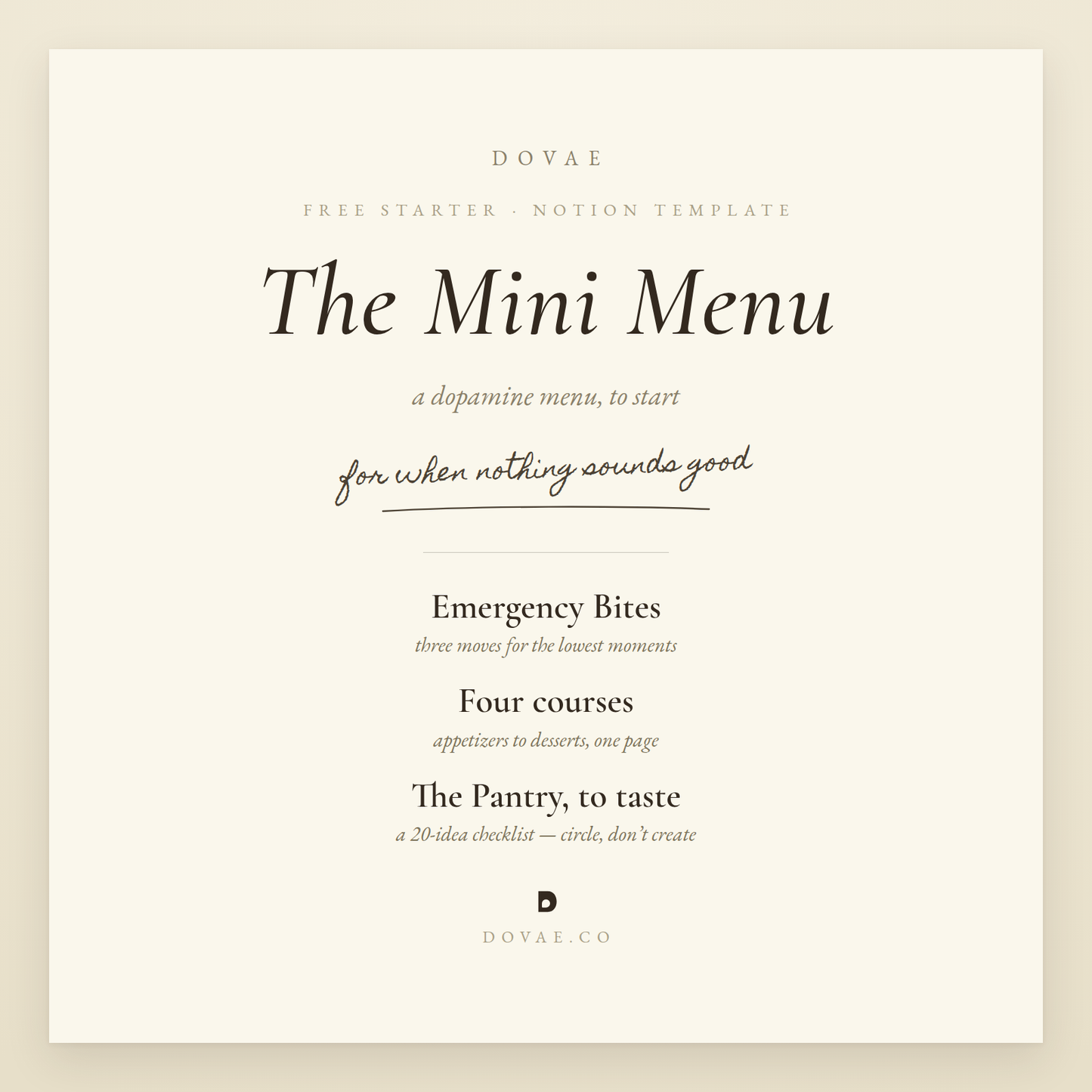 Dopamine Menu Mini — Free Starter