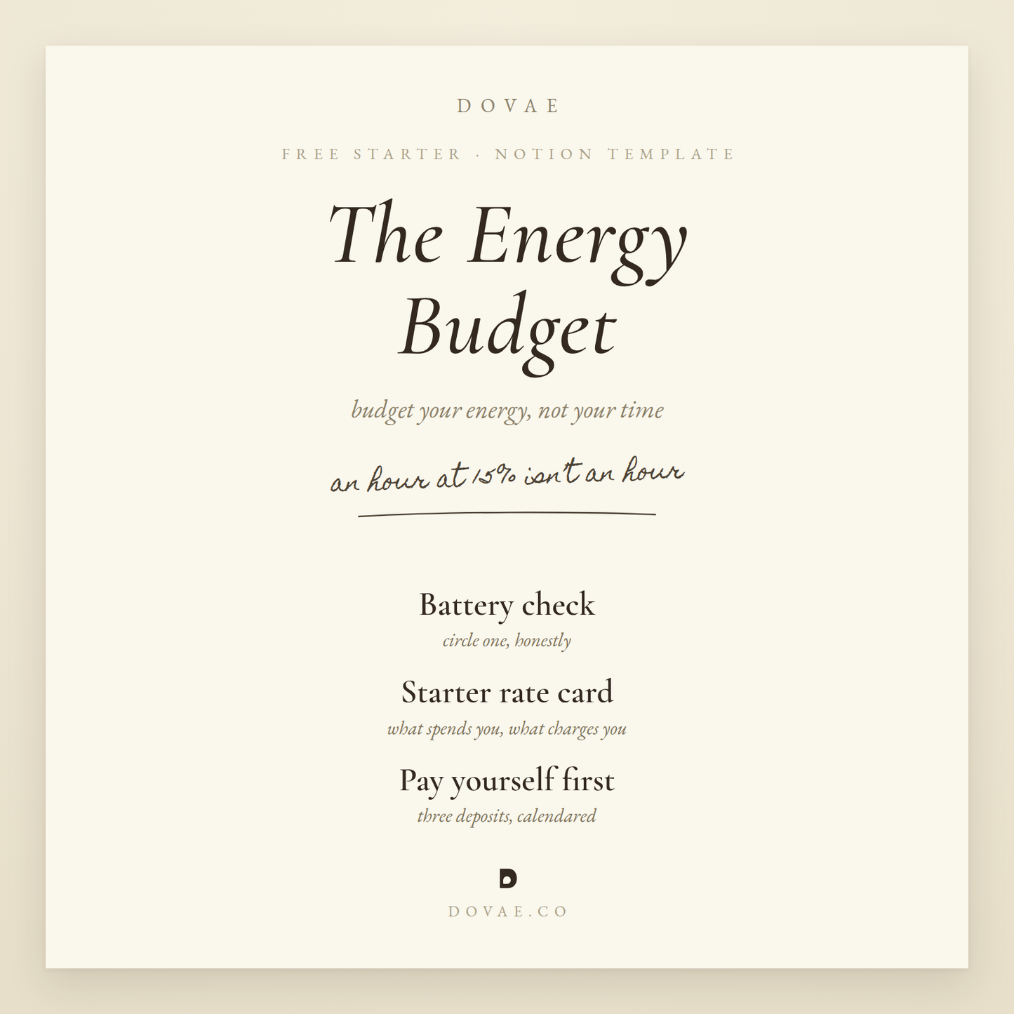 The Energy Budget Mini — Free Starter